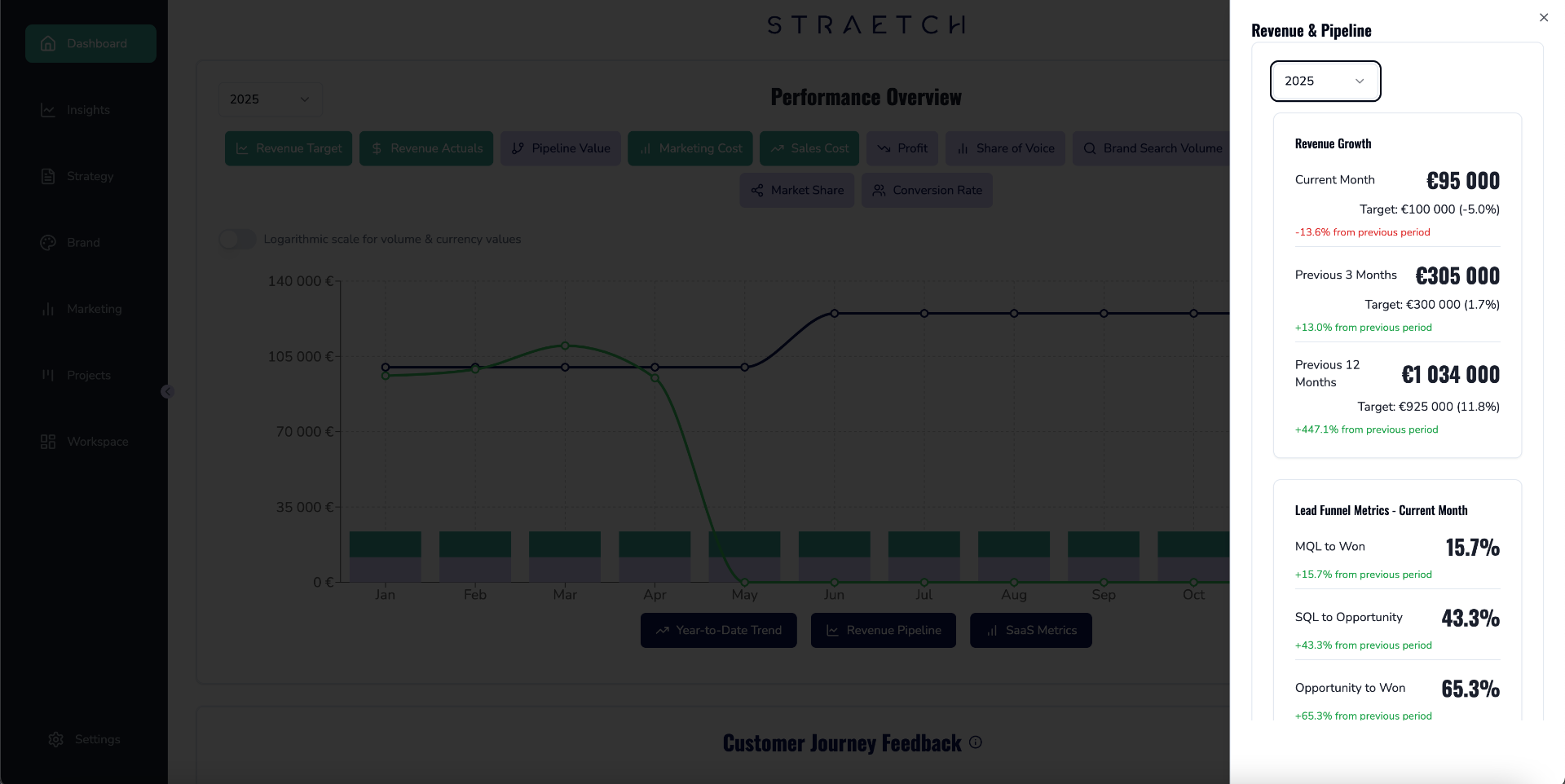 CEO dashboard showing performance metrics